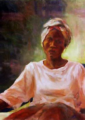 Portrait, Iman Shaggag 1996, oil color on wooden board