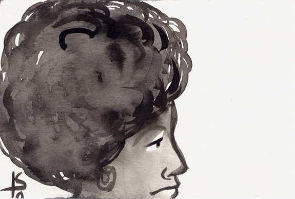 Face, Iman Shaggag, 2010, brush work and ink on watercolors paper