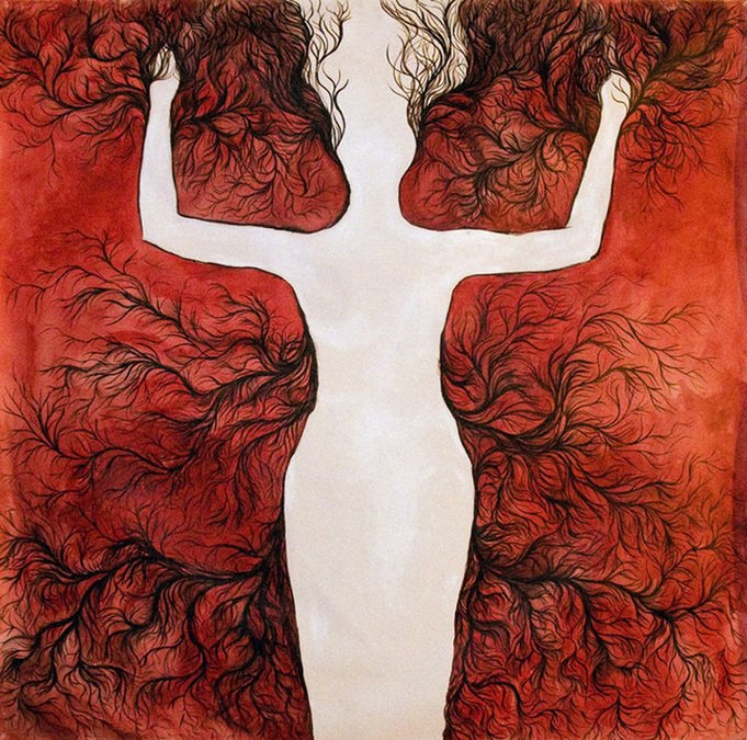 "Absence", Iman Shaggag  2007, mixed media on canvas cloth, H 63" x W 54" (160.02 x 137.16 cm), Philadelphia, US; Collection of the artist