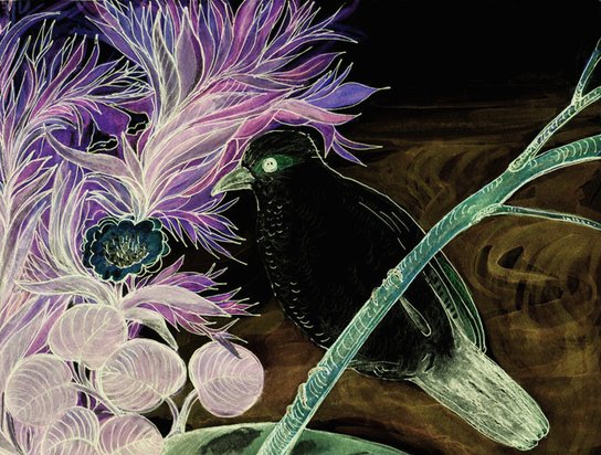 Night, Iman Shaggag 2013, acrylics and tempera on paper