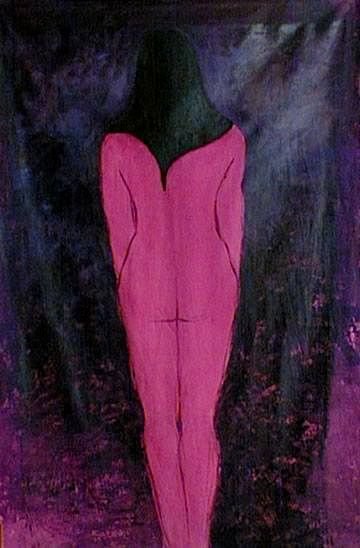 Protest (front), by Iman Shaggag, 2004, Acrylic on cloth 39 x 61 inch (99 x 155 cm)