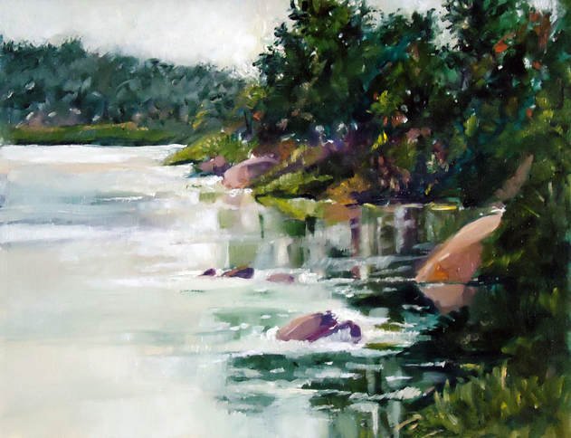 The Nile in Juba, Iman Shaggag, March 2015, oil on paper, 22.9x30.5cm