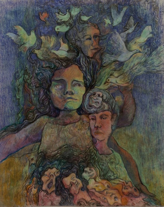 Peacemakers, 2022, mixed media on Japanese kozo paper, 52x42 cm